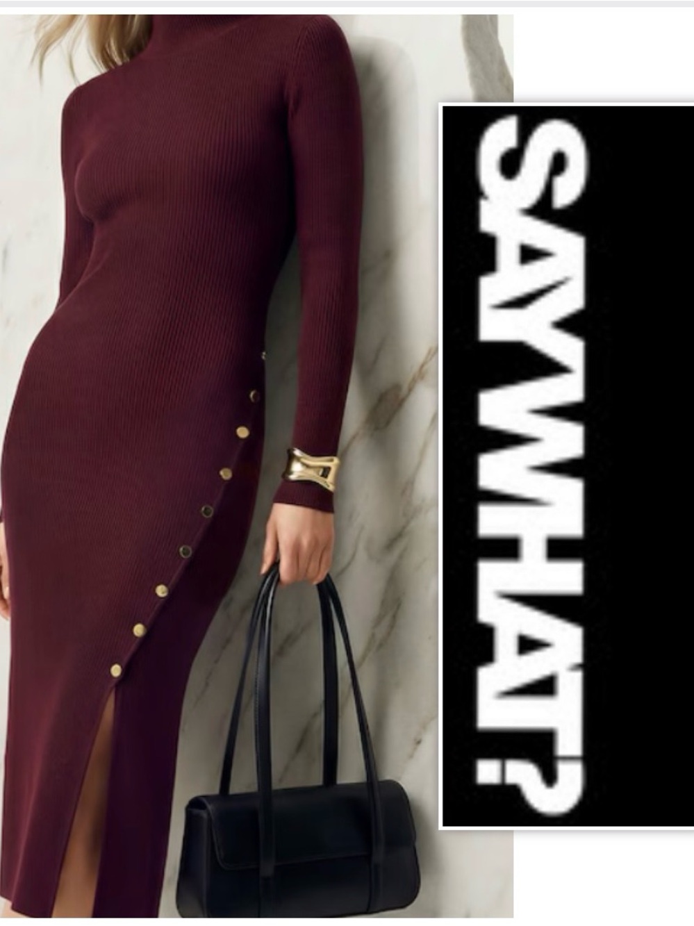 Say What Burgundy Ribbed Knit Midi Dress